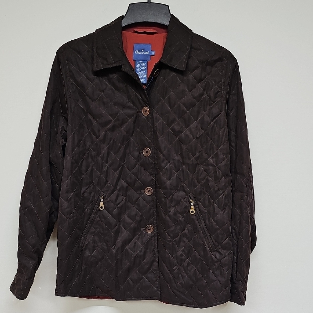 Faconnable Quilted Puffer Jacket, Dark Brown, Size M, NEW